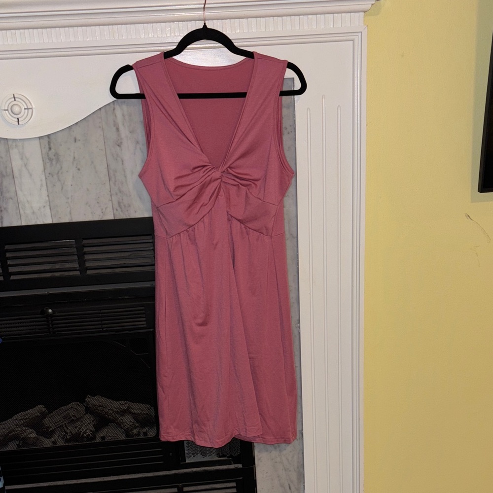 Pink Sleeveless Dress with Bow Detail